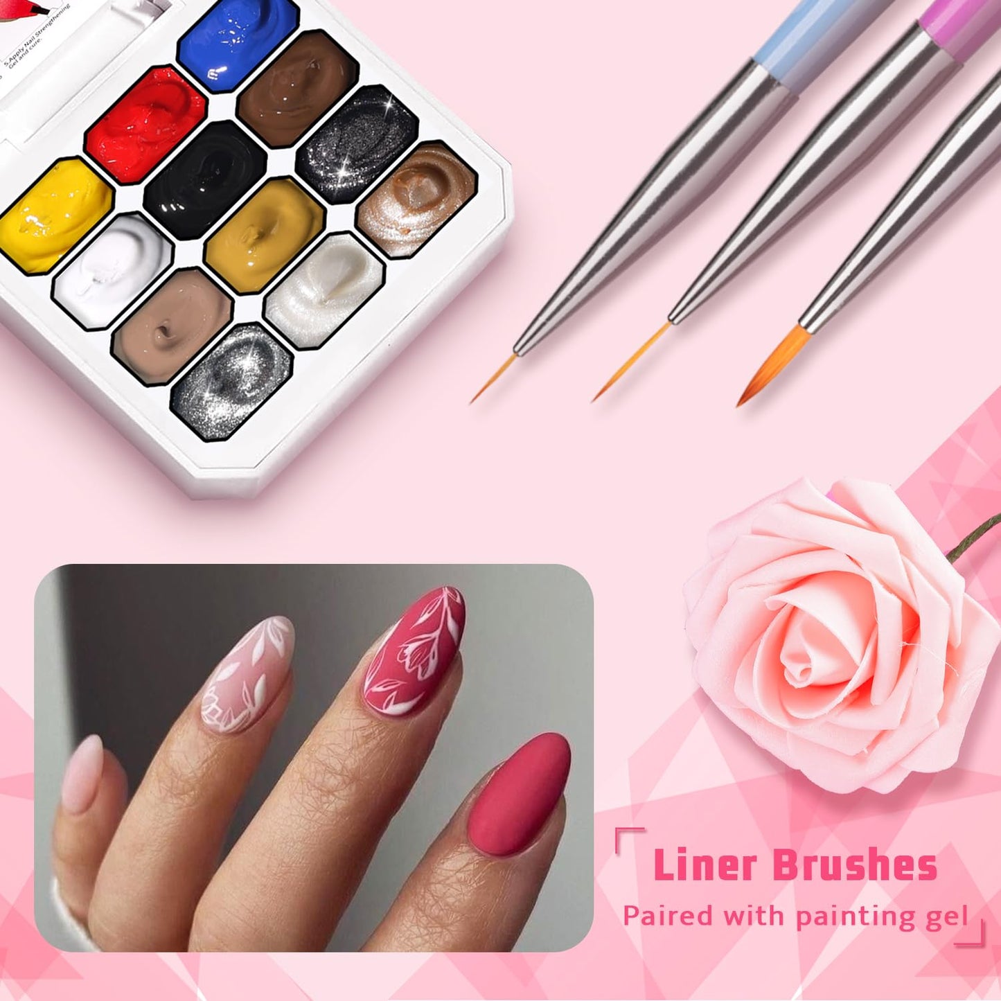 Sponge Pat Paint Nail Gel, Ombre Nails Gradient Gel Nail Blush Blooming Aura Nails Drawing Stripper Floral Painting DIY Nail Art, No Wipe, UV/LED Curing (12 Colors M)