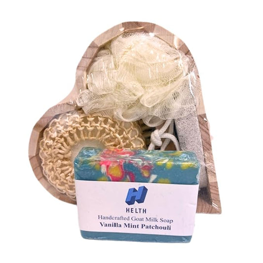 Spa Kit Birthday Box With Loofah Body Brush Vanilla Mint Patchouli Goat Milk Soap