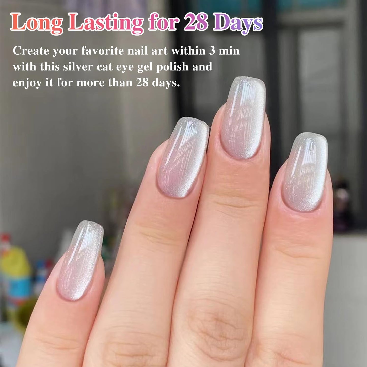 Double Rhythm 0.5 OZ Cat Eye Gel Polish with Magnet 15ML Holographic Glitter Shimmer Translucent Jelly Color Magnetic Nail Polish Salon DIY at Home (MC1031)