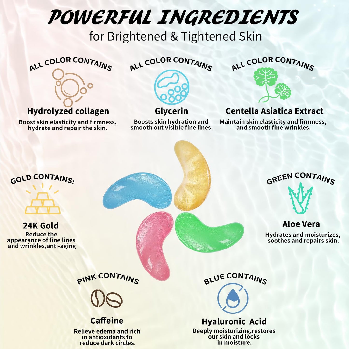 Under Eye Patches(25 Pairs), 24K Gold, Caffeine, Hyaluronic Acid, Aloe Vera Eye Masks for Dark Circles Puffy Eyes Undereye Bags, Eye Skin Care Gift Set for Bachelorette Party Favors