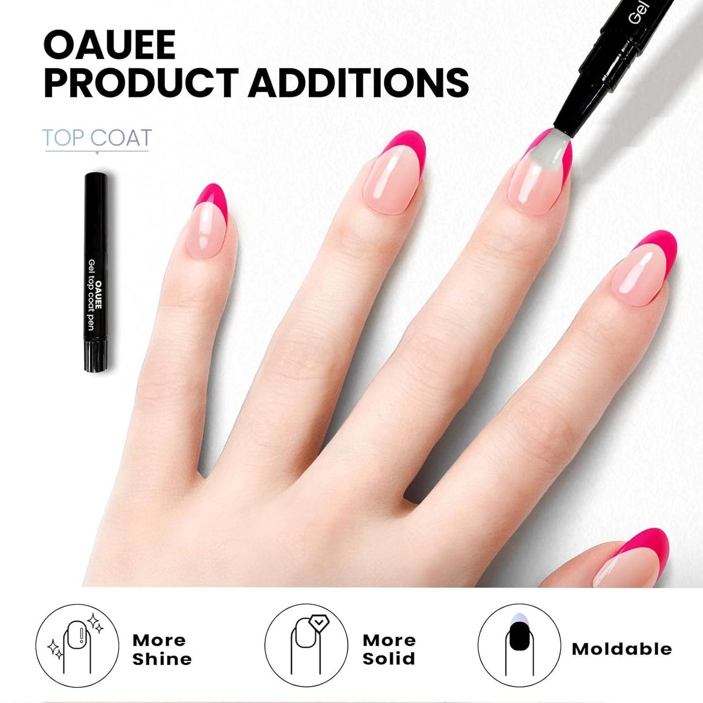 Semi Cured Gel Nail Strips | Built-In Gel Top Coat | UV Light Required | Salon Quality, Easy Application And Removal (Pink French)