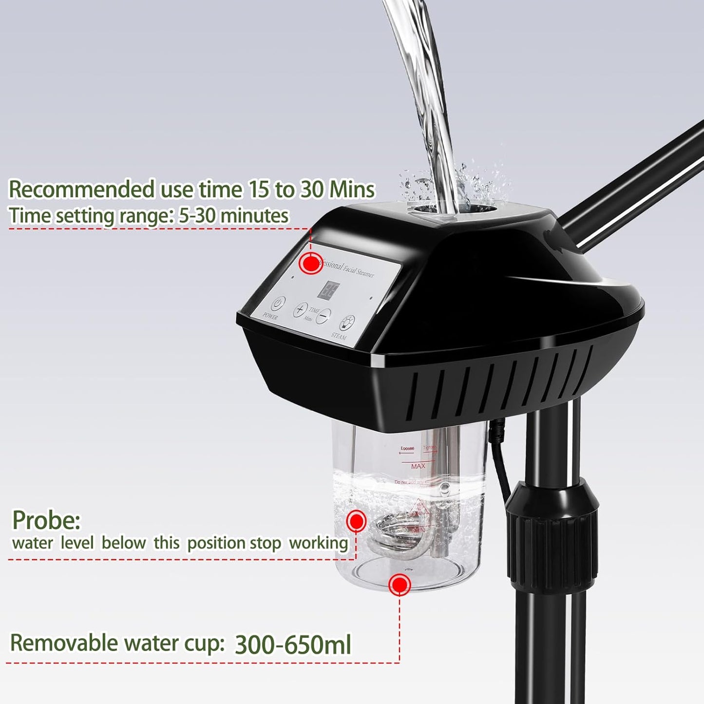 Professional Face Steamer on Wheels,Ozone Face Steamer for Deep Facial Cleansing