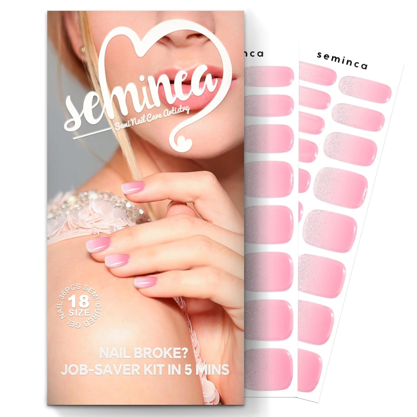 Semi Cured Gel Nail Strips-Salon Quality Semi-Cured Gel Press On Nails Stickers Quick DIY Nail Art Manicure Kits for Women at Home Works with Any UV/LED Lamps(Dress Up)