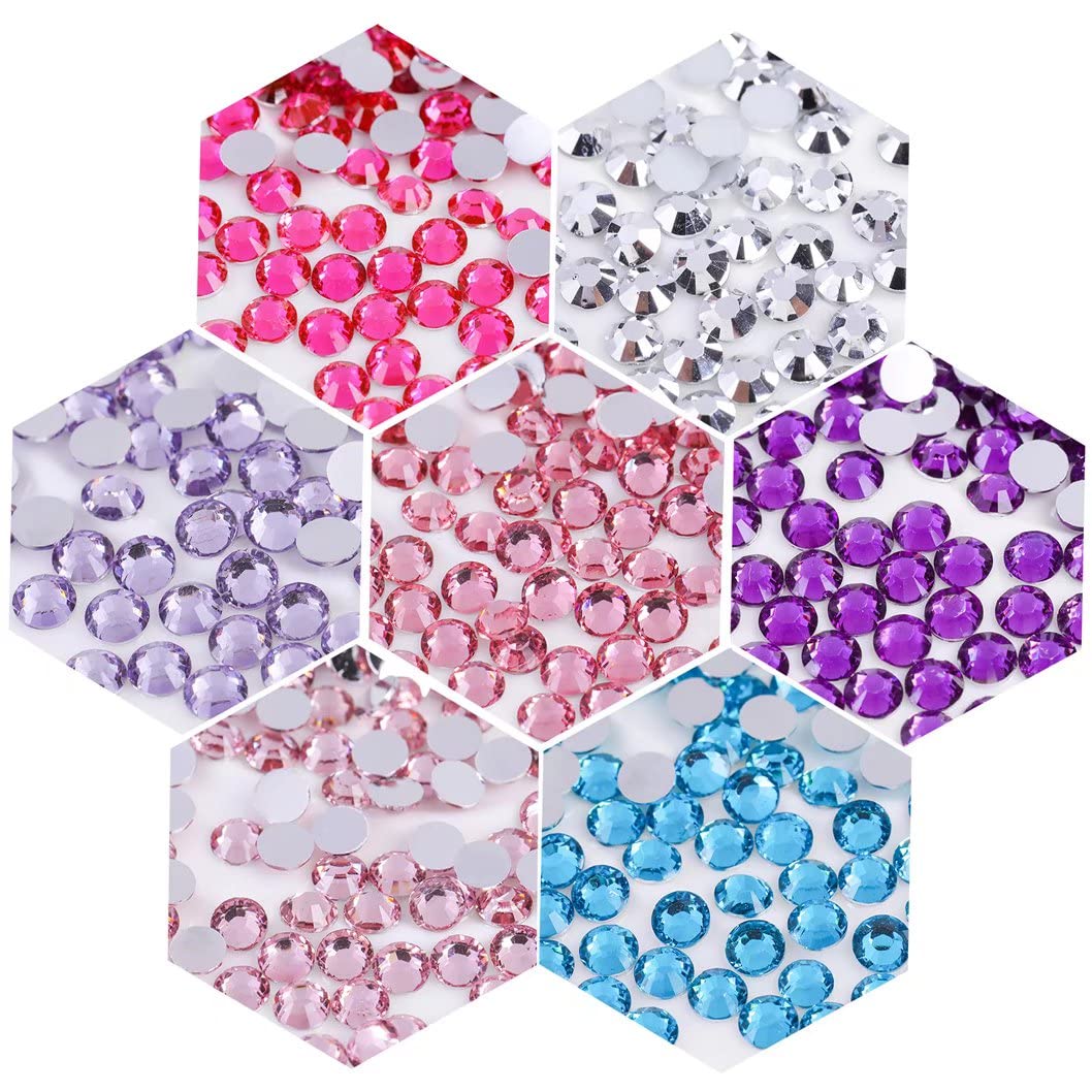1500 Pieces SS16 4mm Flatback Rhinestones Clear Glass Round Gems Crystals for Nail Art DIY Crafts Clothes Shoes Bags （Purple）