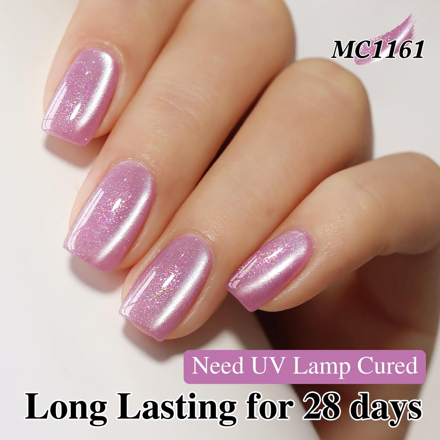 Double Rhythm 0.5 Oz Cat Eye Gel Polish with Magnet Same Color Same Bottle Holographic Glitter Shimmer Translucent Color Salon 15 ML Magnetic Nail Art (Mauve Purple-MC1161)