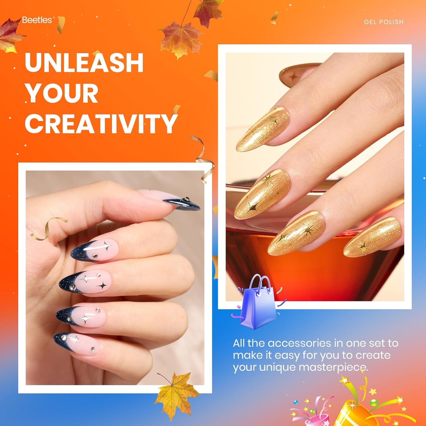 Beetles Fall Gel Nail Polish Colors Set - Amber Twilight 20 Colors 2025 Yellow Orange Red Cat Eye Brown Green Soak Off Uv Manicure Kit With Base Glossy Matte Top Coat Gift for Women