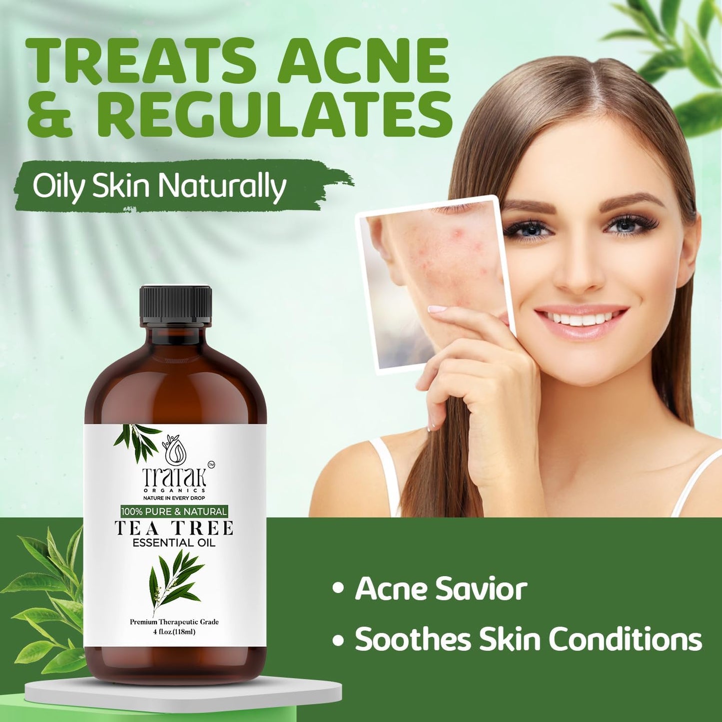 Tea Tree Oil for Skin, Hair & Toenails - 4 Fl Oz - 100% Pure Natural Tea Tree Essential Oil (Australian Melaleuca) for Potency - Used in General Wellness, Aromatherapy & DIY Soap