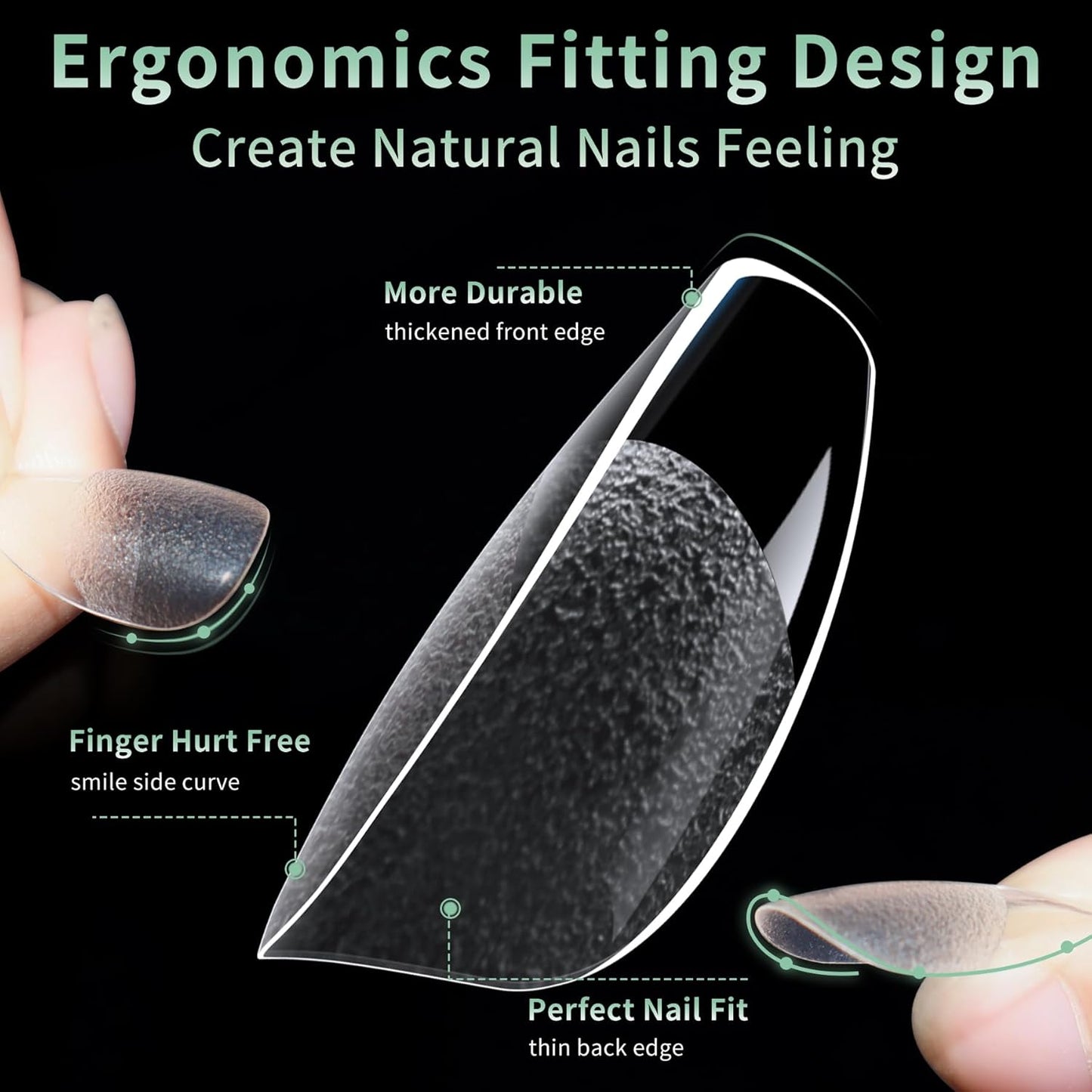 Long Square Nail Tips, 216pcs Acrylic Fake Nails Gel Nail Tips Soft, Full Cover Pre-Shaped Matte Clear Press on Nails for Extension, Diy at Home Manicure 10 Sizes