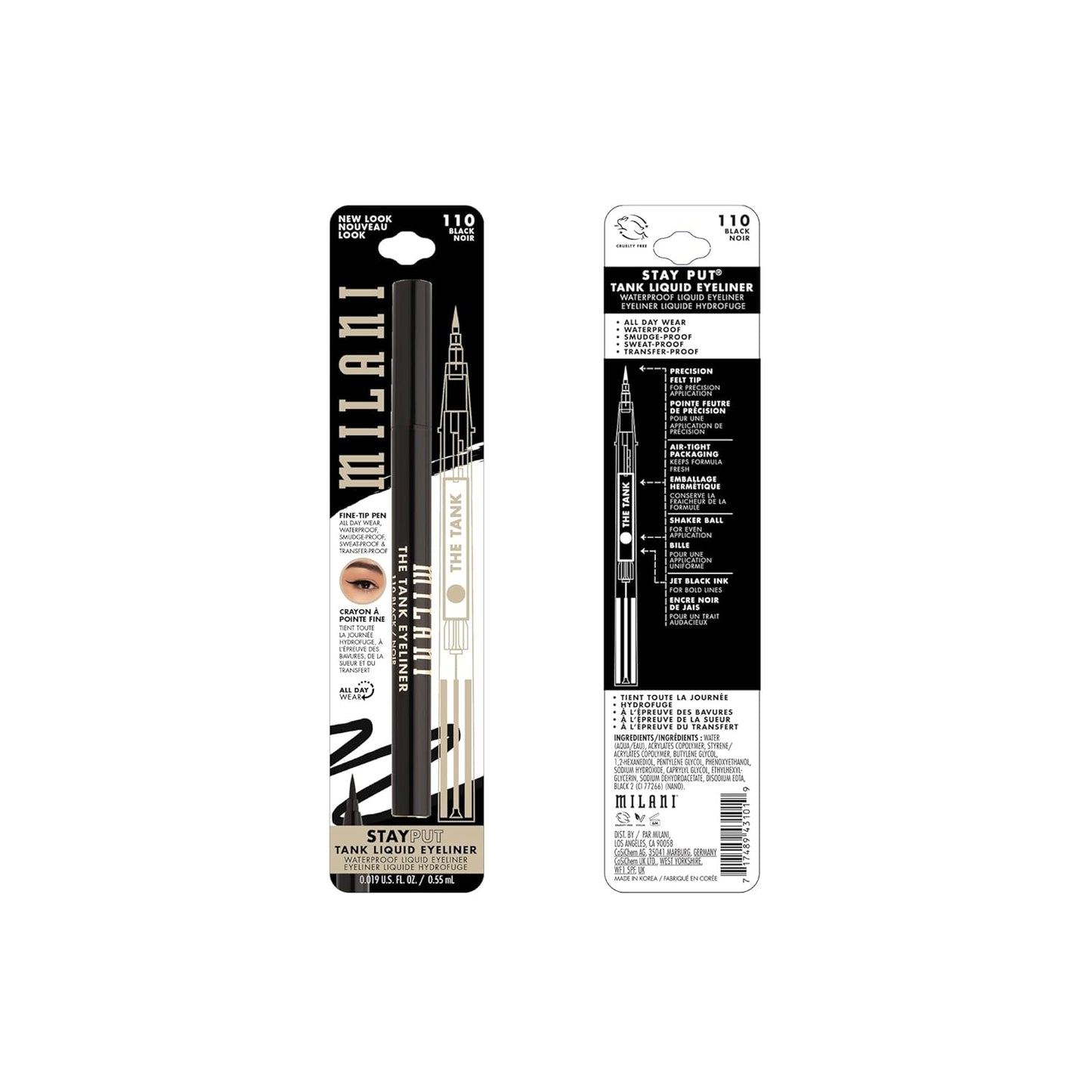 Milani The Tank Liquid Eyeliner - No-Skip, Waterproof, Long Lasting, Smudgeproof, Black, Cruelty-Free, 12 Hour Wear, Tips & Tricks