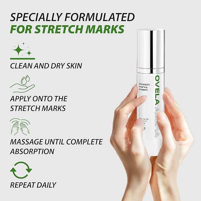 Abera Ovela Maternity Stretch Mark Cream for Pregnancy and Weight Fluctuations, Stretch Mark Treatment Pregnancy Must Haves, Deep Stretch Mark Removal, All Skin Types, 1.69 fl oz, Set of 2
