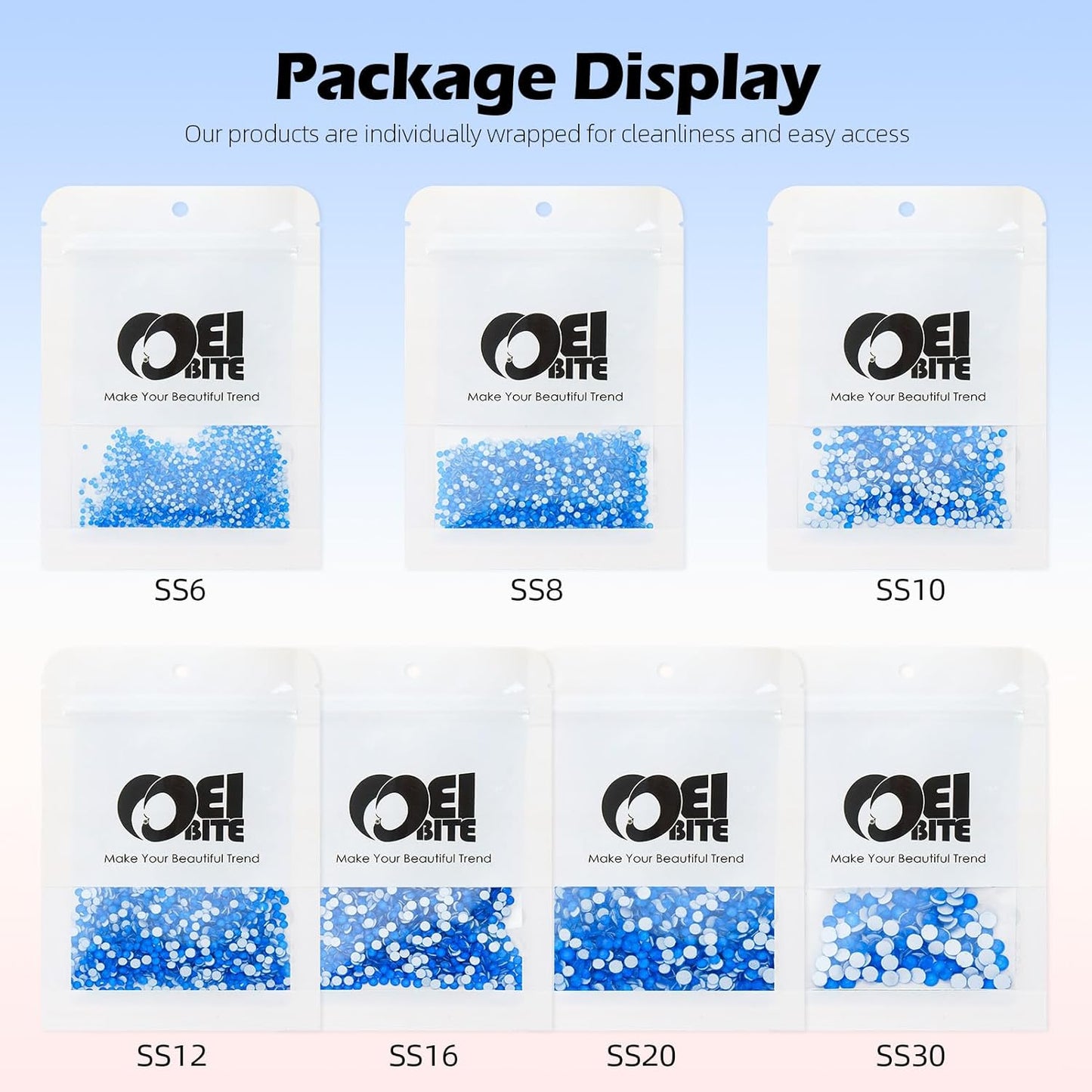 Neon Blue Flatback Rhinestones, Glass Rhinestones for Nail Art and Craft, Glue Fix, Loose Crystal Gemstones(Neon Blue, SS8, 1440pcs, 2.3-2.5mm)