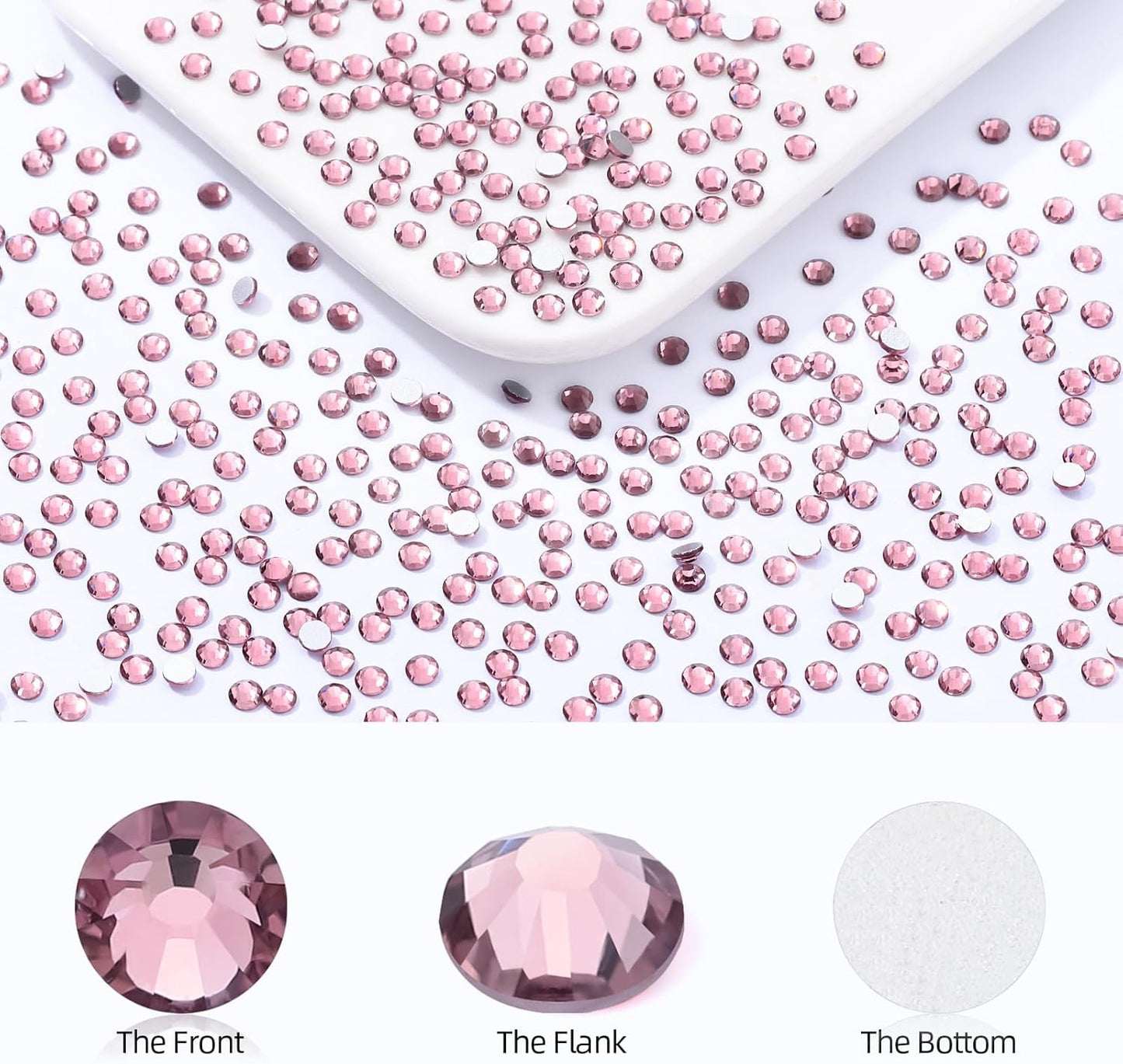 Light Amethyst Flatback Rhinestones, Glass Rhinestones for Nail Art and Craft, Glue Fix, Loose Crystal Gemstones(Lt.Amethyst, SS10, 2880pcs, 2.7-2.8mm)