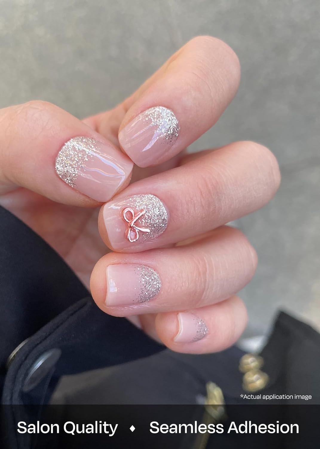 ohora Semi Cured Gel Nail Strips (N Twinkle Bell) - Works with Any Lamps, Salon-Quality, Long Lasting, Easy to Apply & Remove - Includes 2 Prep Pads, Nail File & Wooden Stick