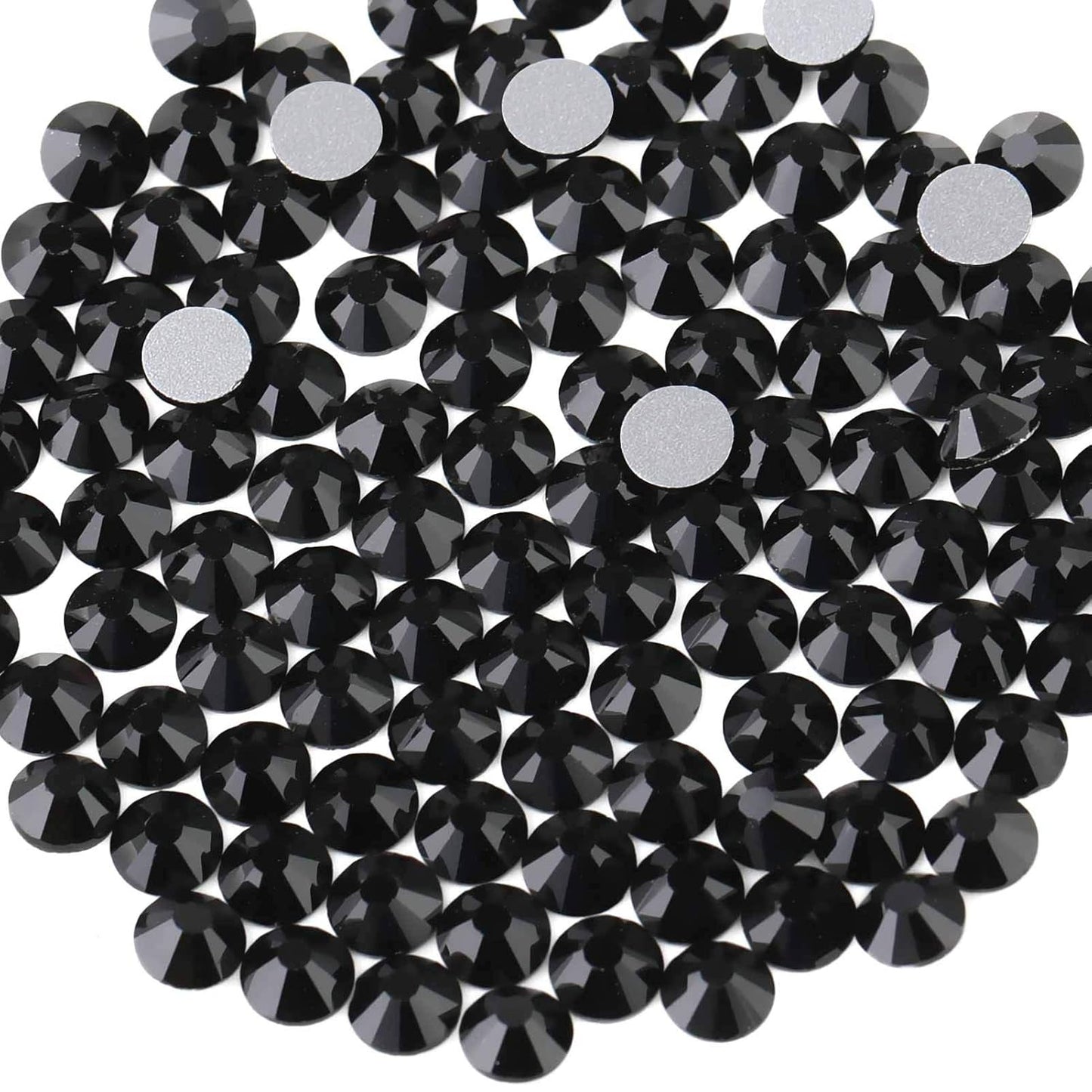 beadsland Flat Back Crystal Rhinestones Round Gems for Nail Art and Craft Glue Fix, Black, (2.9-3.0mm) SS12/1440pcs
