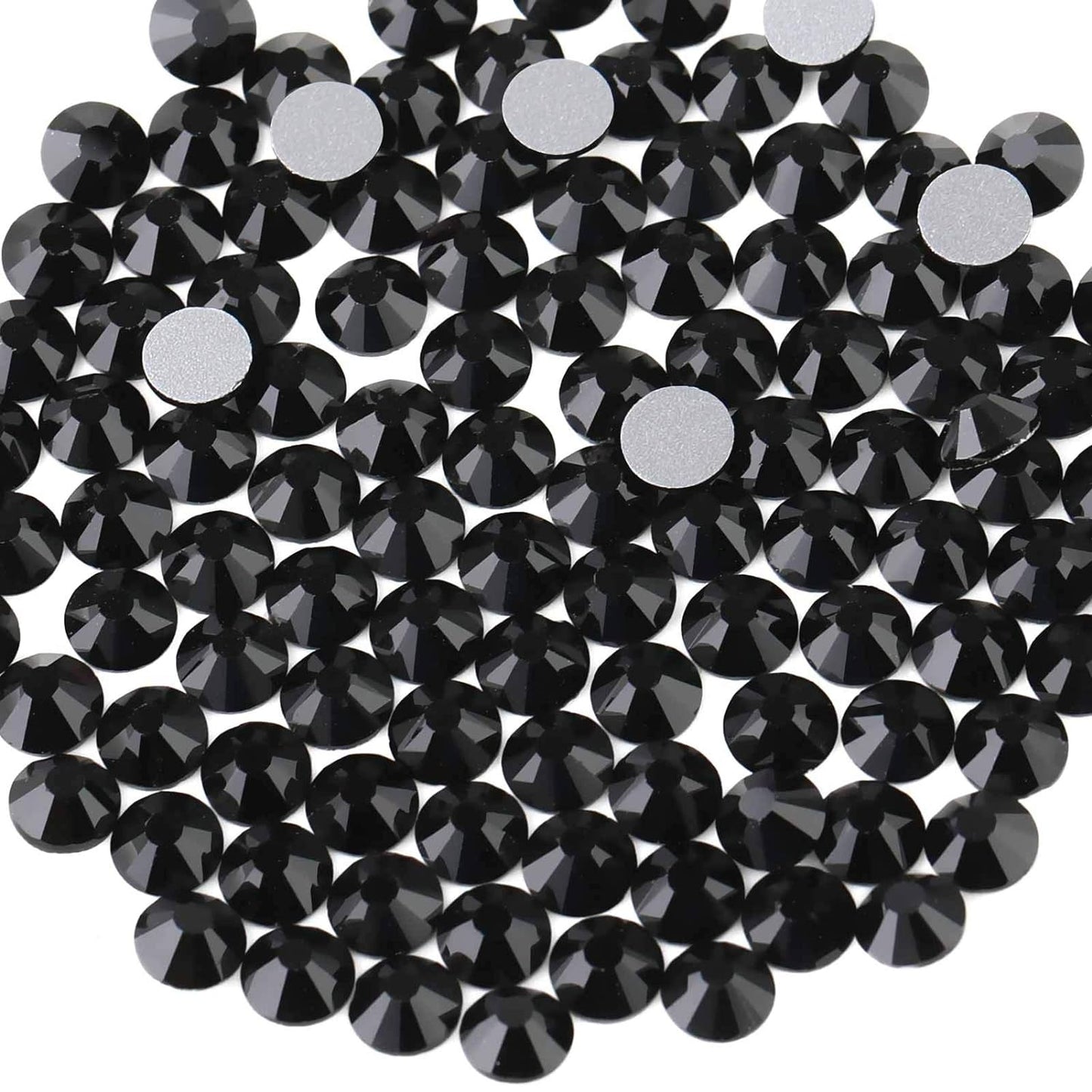 beadsland Flat Back Crystal Rhinestones Round Gems, Black (2.3-2.5mm) SS8/1440pcs
