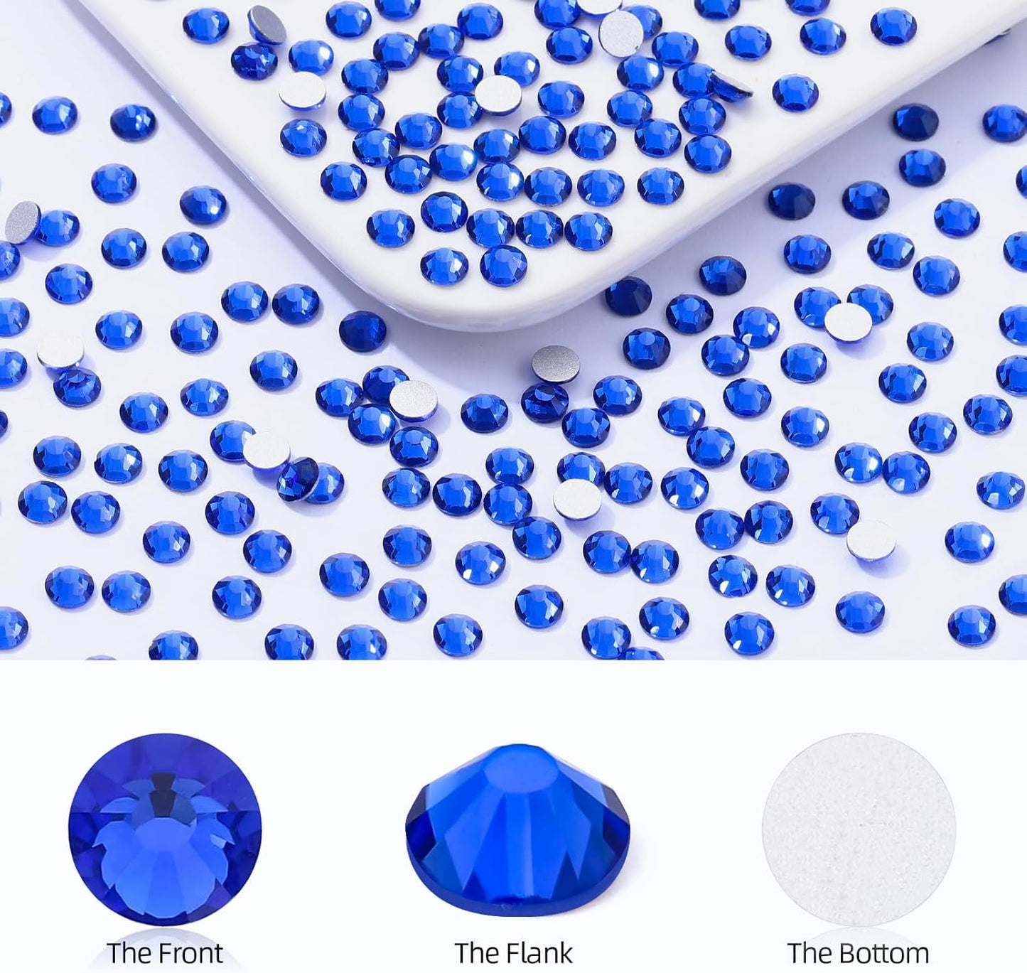 Sapphire Flatback Rhinestones, Glass Rhinestones for Nail Art and Craft, Glue Fix, Loose Crystal Gemstones(Blue, SS20, 1440pcs, 4.6-4.8mm)