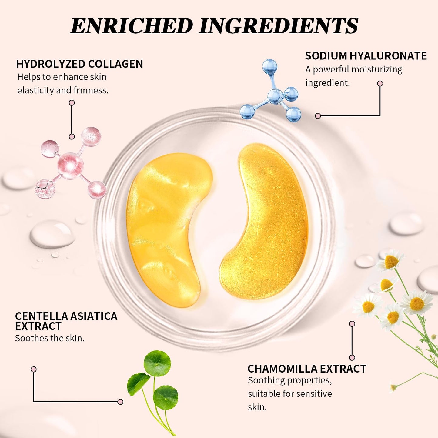 Under Eye Patches (24 Pairs), 24K Gold Under Eye Masks for Dark Circles, Puffy Eyes, Undereye Bags, Wrinkles - Rejuvenating & Revitalizing Eye Skincare Treatment - Bridesmaid Gifts for Women