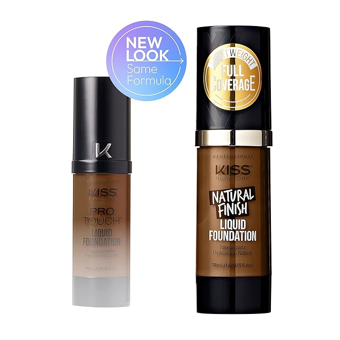 Kiss New York Professional Liquid Foundation - Lightweight and Hydrating Formula, Natural Finish, Control Shine, Cover Pores, Medium to Full Coverage, Green Tea Extract (Mocha)