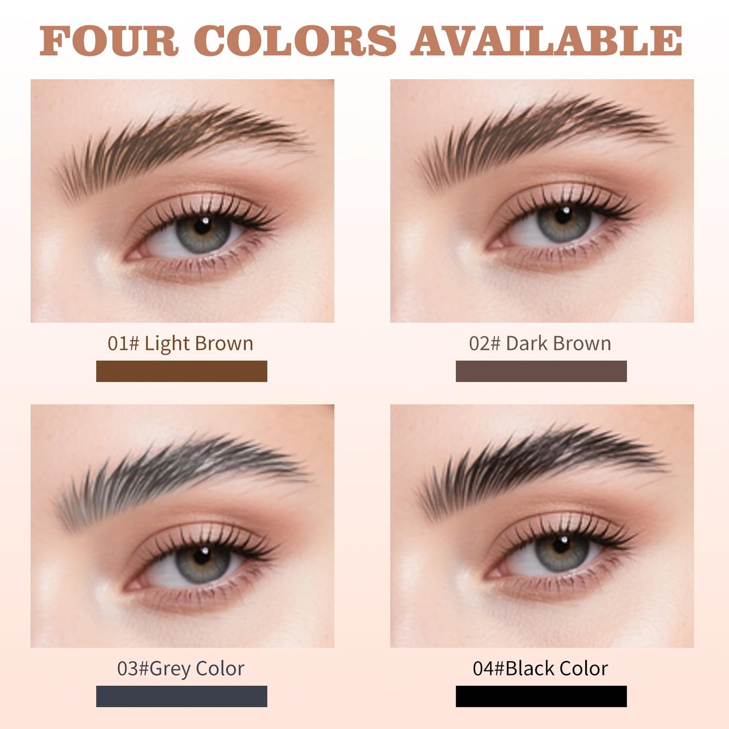 Eyebrow Pen, Waterproof Microblading Eyebrow Pencil, 4 Tip Precise Eye Brow Makeup Pen for Women to Effortlessly Create Hair Like Natural Brows, Non Dry Out and Last All Day (Grey Color)