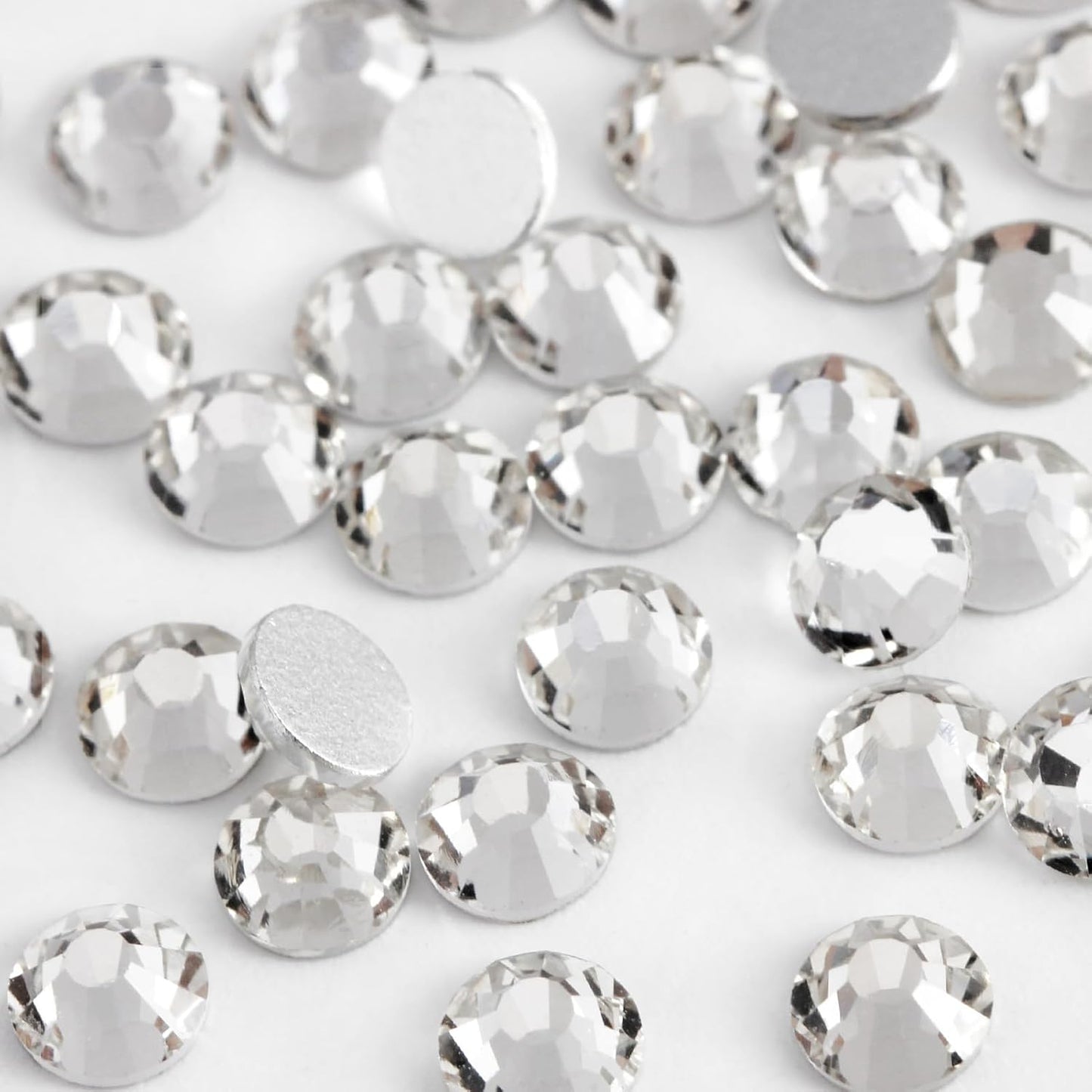 3000PCS SS10 Flatback Rhinestones | 12-Facet Diamond-Cut Glass Gems for Nail Art, Clothing, DIY Crafts |Glue-On Decoration Stones with Silver Backing(Crystal)