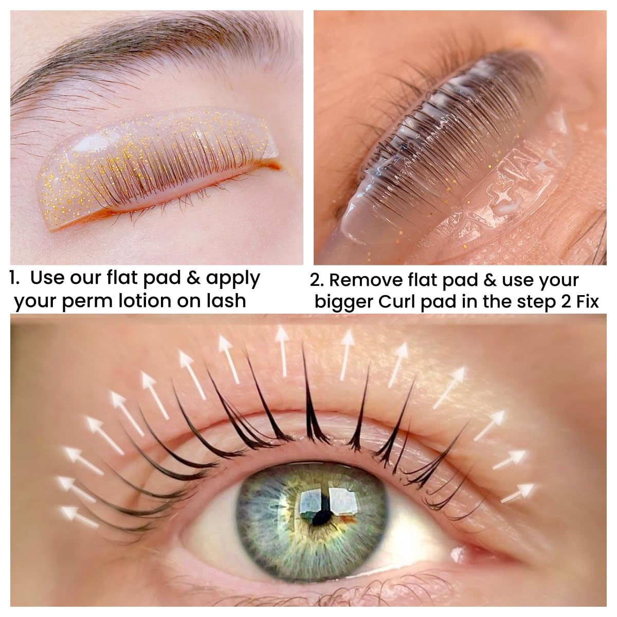 Korean Lash Lift Shields Asian Flat Shields 1mm Thin Lash Lift Pad For NO.1 Perm Soften Eyelashes Lash Lifting Pads For Salon Usage Flatter Rods For Perming Lashes Thoroughly (Gold)