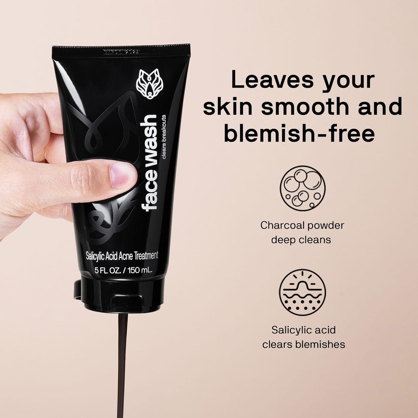 Black Wolf Moisturizing Body Wash & Charcoal Face Wash Set for Men - Daily Grooming & Hygiene Essentials for Mens Skin Care