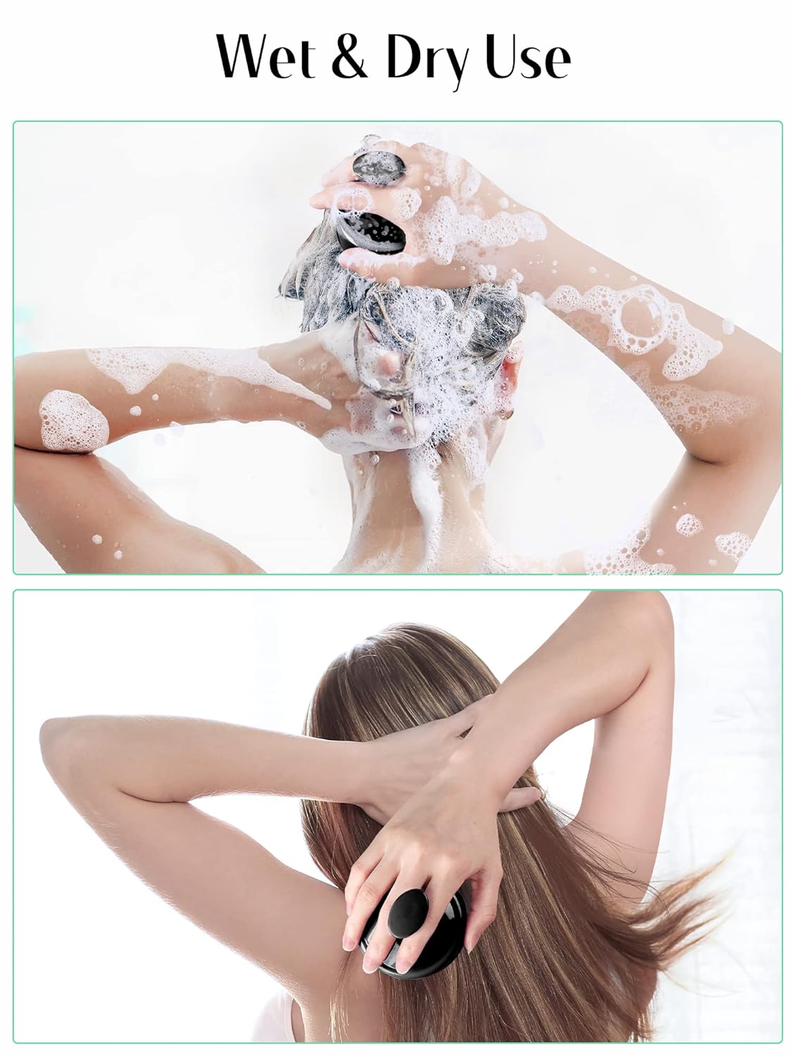 HEETA Shampoo Scalp Brush Massager Hair Growth, Scalp Scrubber with Soft Silicone Bristles for Hair Growth & Dandruff Removal, Hair Brush for Scalp Exfoliator, Black Blue