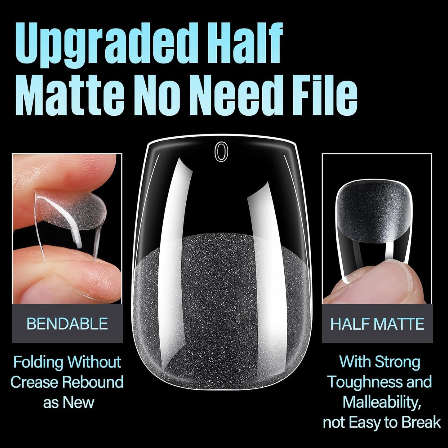 TOMICCA Extra Short Coffin Nail Tips, 240Pcs Half Matte Press on Full Cover Acrylic Nails, 12 Sizes Pre -Shape Soft Acrylic Fake Nail Tips for Nail Extension Art Home DIY Nail Salon