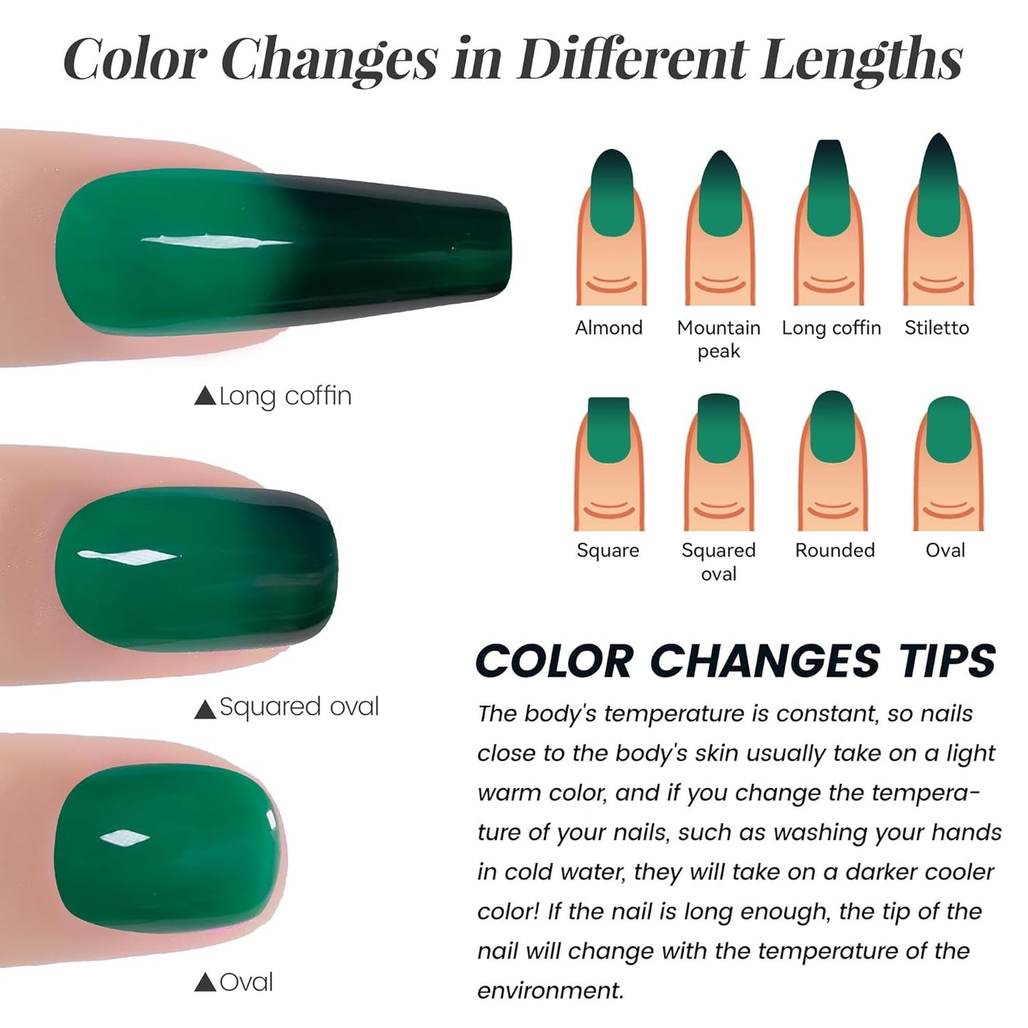 YTD Likomey Color Changing Gel Nail Polish Set,8 Colors Mood Temperature Change Colors Red Pink Green Blue Yellow Black Glitter Fall Winter UV Color Thermal Ombre Varnish Kit,7.5 ml 0.25 Fl Oz