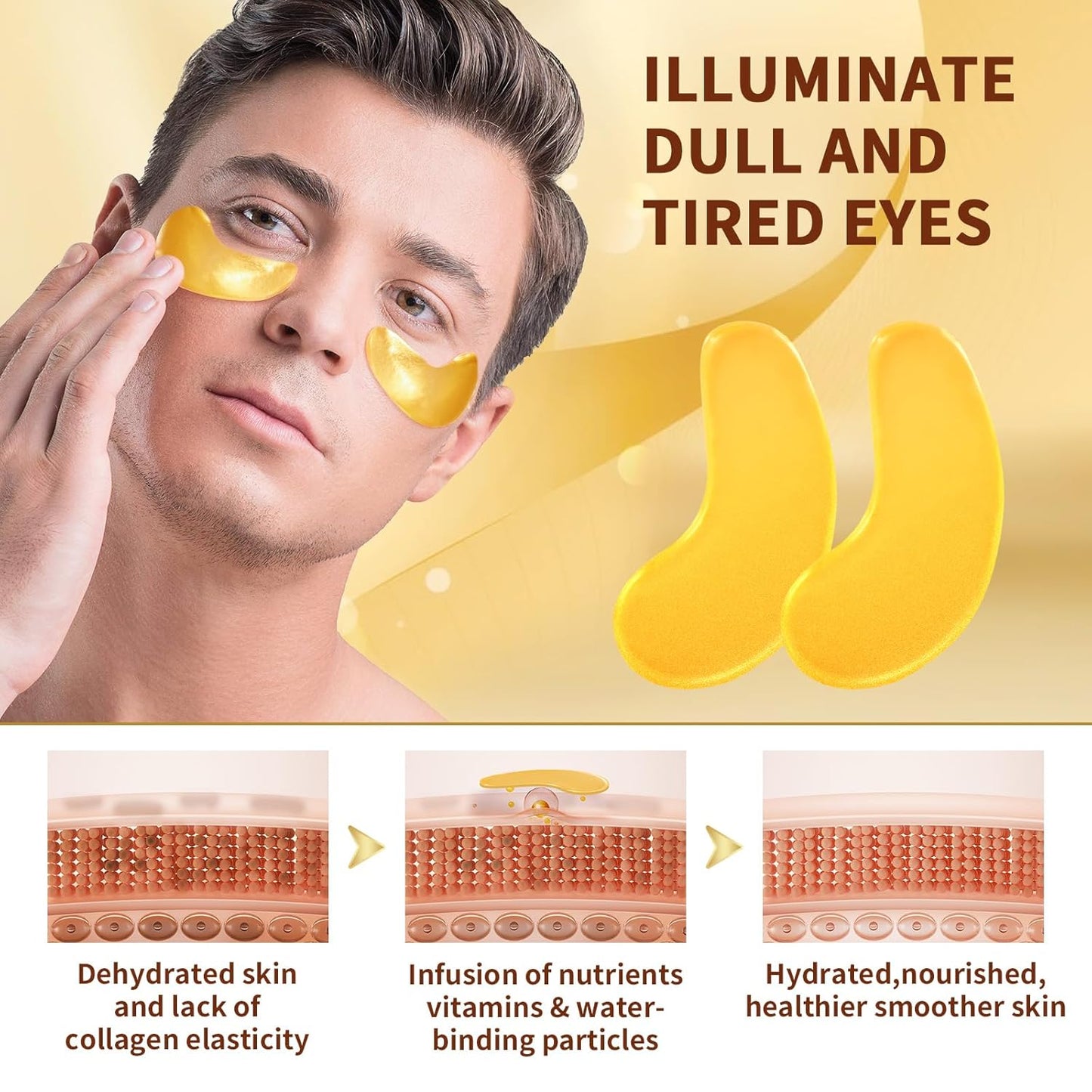 10Pairs 20Pcs 24K Gold Under Eye Patches, Collagen Eye Masks for Dark Circles and Puffiness, Reduce Wrinkles and Puffy Eyes, Refresh Your Skin, Women Skincare Eye Treatment Products