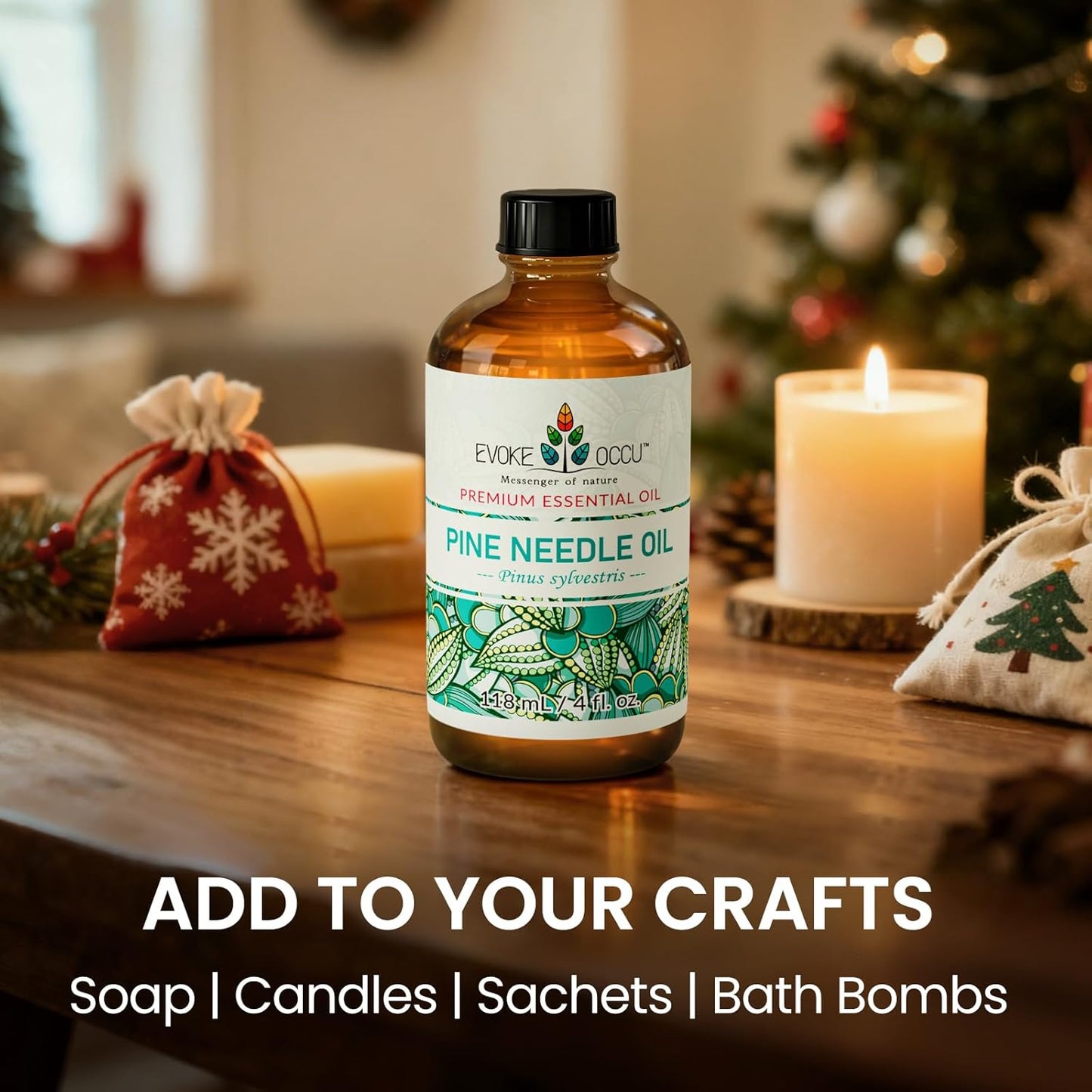 EVOKE OCCU Pine Essential Oil for Diffuser, Fresh Pine Scent for Aromatherapy, Skin, Hair Care, Soap & Candle Making - 4 Fl Oz