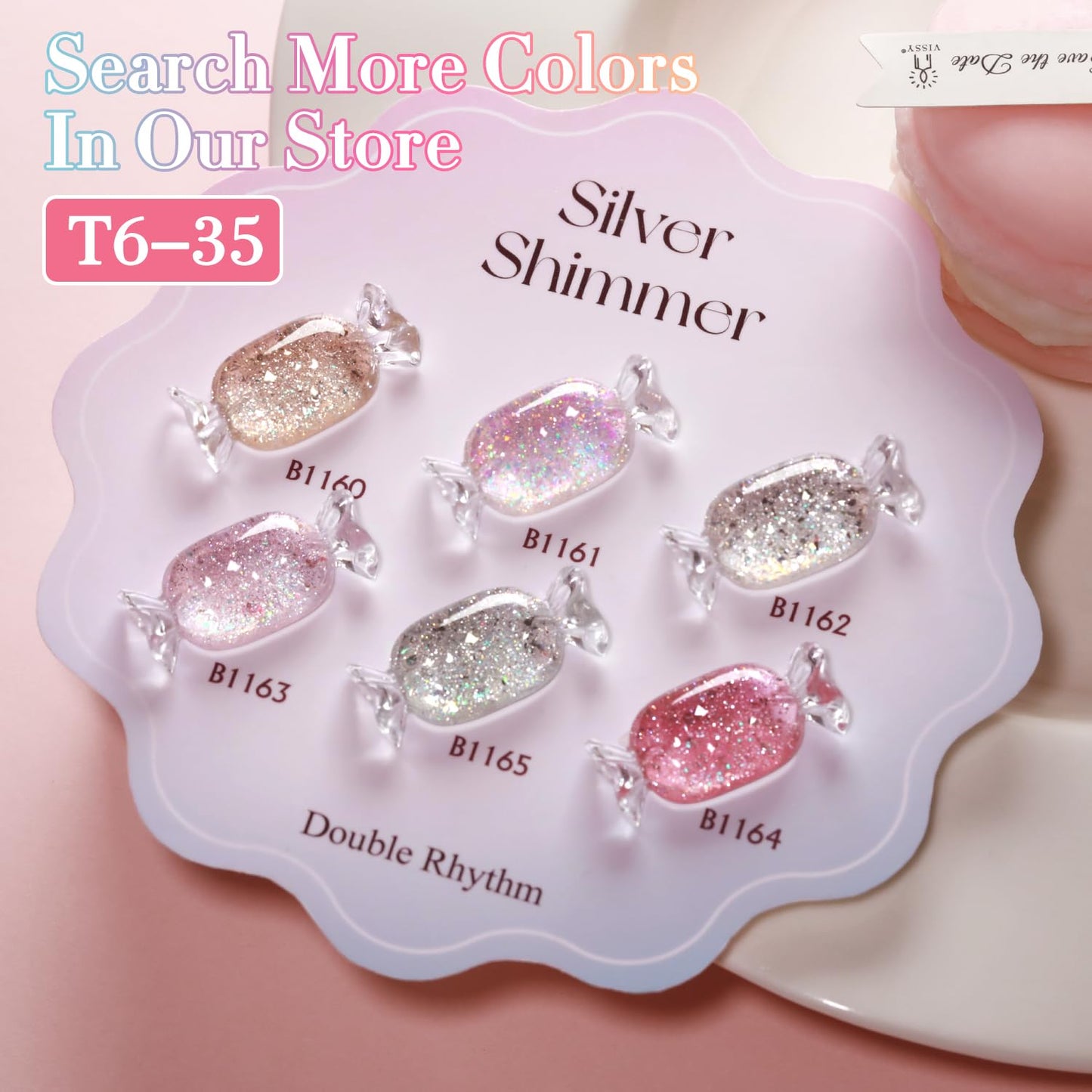 Double Rhythm 0.5Oz Glitter Gel Polish Shimmer Reflective Color for Nail Art Salon DIY Soak Off 15ml Nail Lamp Gel Polish at Home (Pastel Rose-B1164)