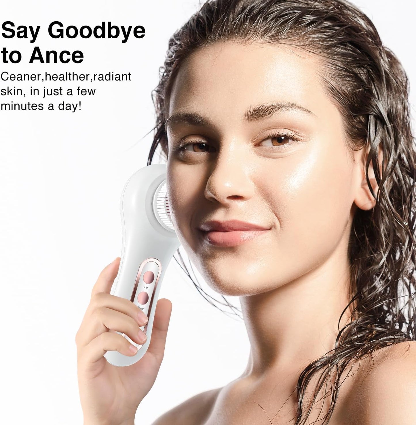 Face Scrubber Exfoliator,Facial Cleansing Brushes Rechargeable IPX7 Waterproof with 5 Brush Heads,Electric Face Spin Brush for Exfoliating, Massaging and Deep Cleansing (White)