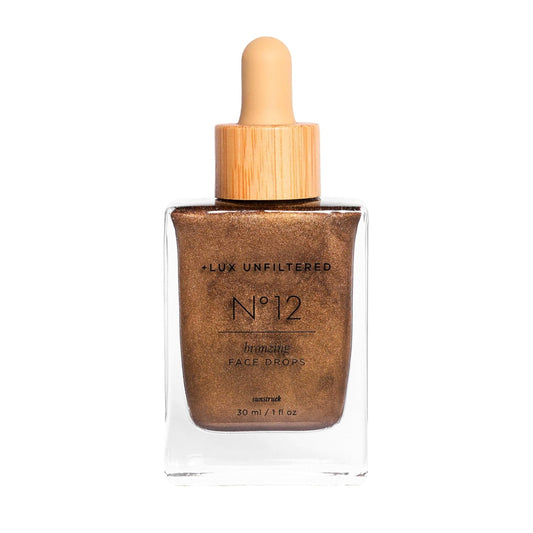 + Lux Unfiltered N°12 Sunstruck Face Tanning Drops - Fragrance Free Bronzing Drops for Face with Hyaluronic Acid, Coconut Water, & Passionfruit Oil - Cruelty Free & Vegan Self Tanner