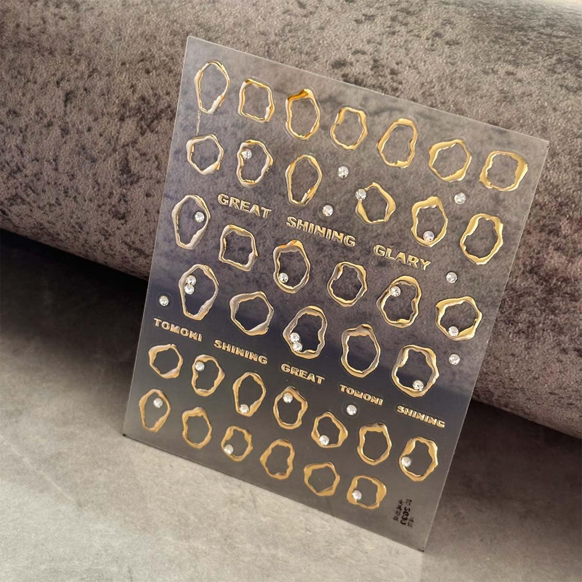 Gold Nail Art Stickers 5D Embossed Self Adhesive Nail Decals Gold Irregularity Nails Sticker with Rhinestone Design Nails Supplies for Women Girls Nail DIY Decoration 1Sheet