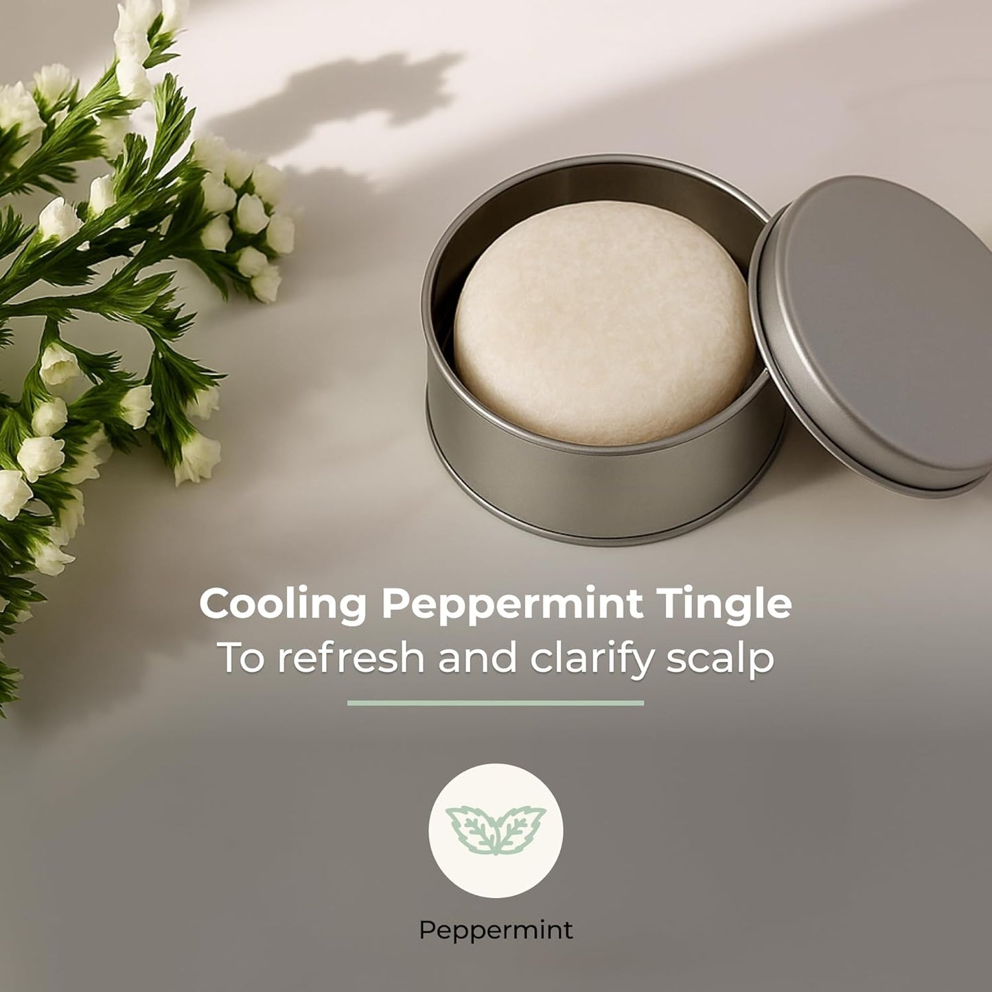 Peppermint Breeze Shampoo Bar, Vegan Solid Hair Cleanser with Refreshing Peppermint, for Oily Hair, Dandruff, and Psoriasis, Zero Waste, Travel-Friendly, Clean Beauty