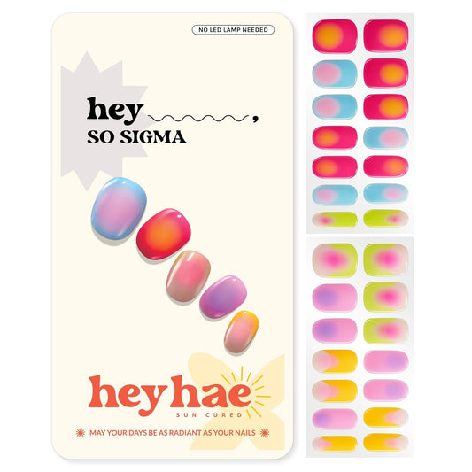 Semi Cured Gel Nail Strips | No LED Lamp Needed | Spring, Marble, Pink | Easy Apply & Remove, Salon Quality | Includes 28 Strips, 1 Prep Pads, Nail File & Wooden Stick - Hey, So Sigma