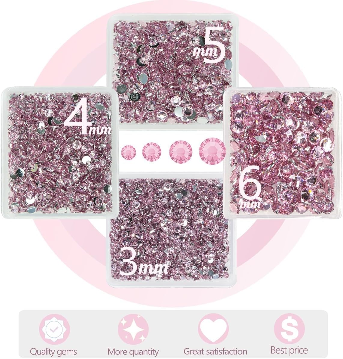 Light Pink Crystal Resin Rhinestones w B7000 Jewelry Glue for Bedazzling Crafting Flatback Stones 3mm 4mm 5mm 6mm Diamonds Crystals Gems Charms for Nails Face Eyes Makeup Tumblers DIY Crafts