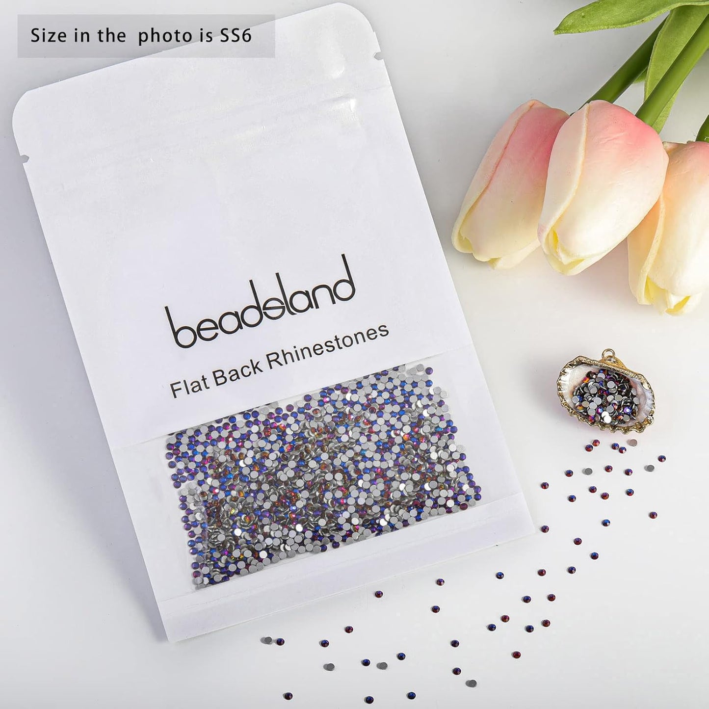 beadsland Flat Back Crystal Rhinestones Round Gems, Blue Volcano (1.9-2.0mm) SS6/1440pcs
