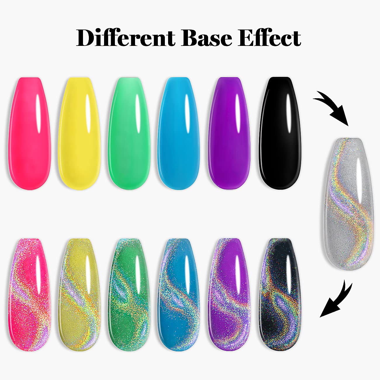 RARJSM Cat Eye Gel Nail Polish, Gel Polish Galaxy Rainbow Effect Universal Silver Holographic Glitter with Magnet Soak Off U V L E D DIY Manicure Art for Salon Designs and Home DIY 7.5ML/0.26fl oz