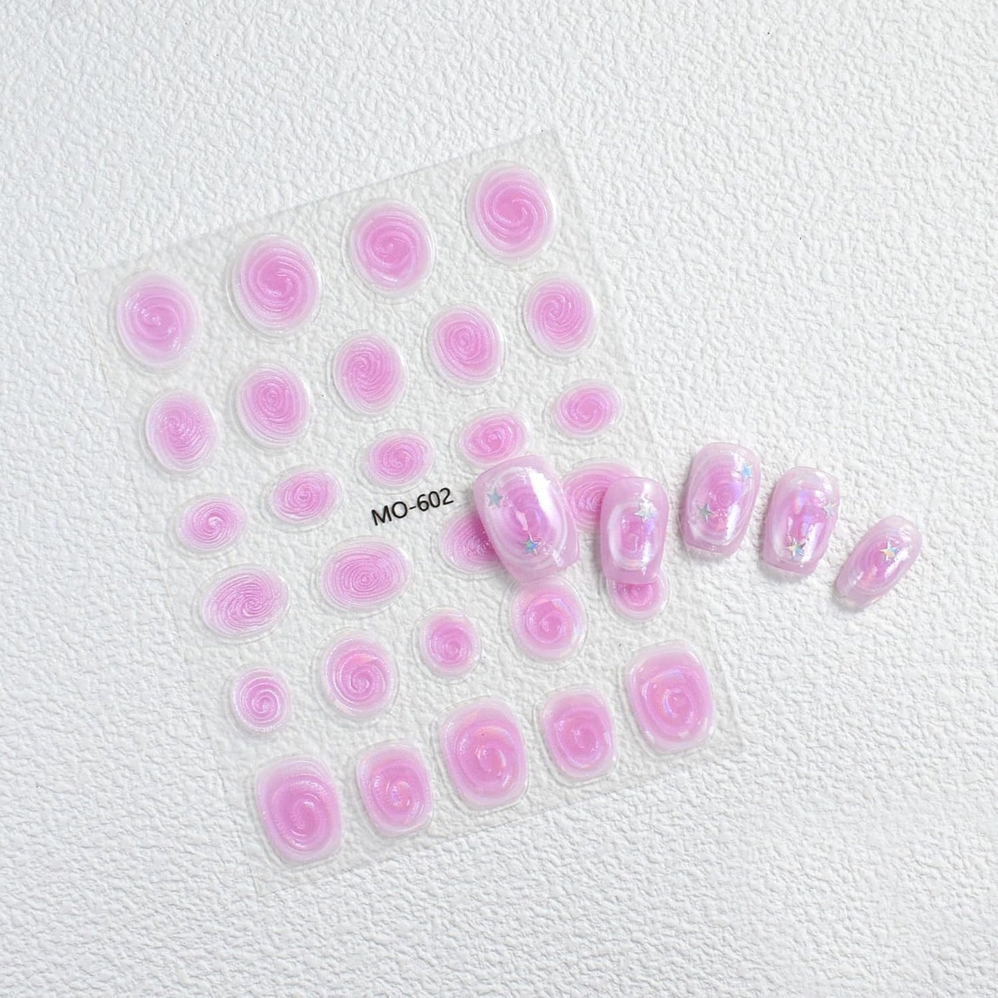 Laser Swirl Nail Art Stickers Decals Pink Blue Purple Nails Stickers Cute 5D Embossed Nails Decal Self-Adhesive Nail Art Decal for Women Manicure Decor