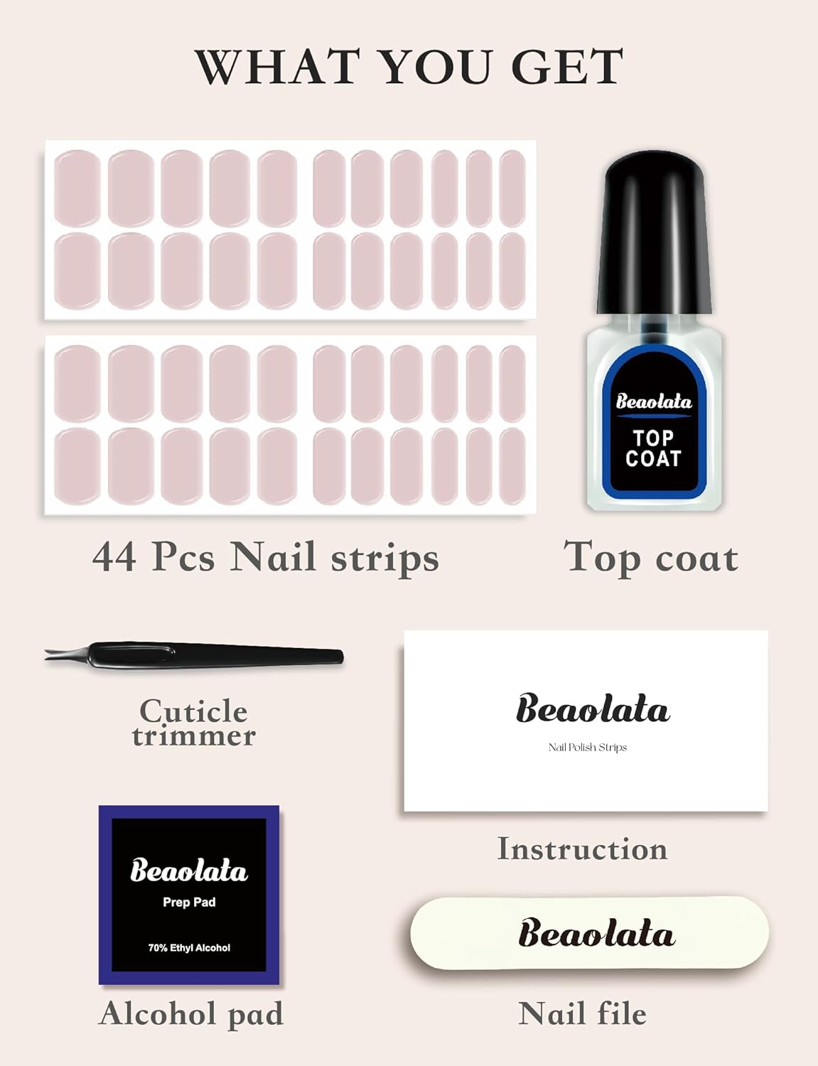 Nail Polish Strips, 44 Nail Wraps, Nail Stickers, Gel Nail Strips, Easy Apply& Remove, Long Lasting, Salon Quality (Granite Benches Tellow&Pink)