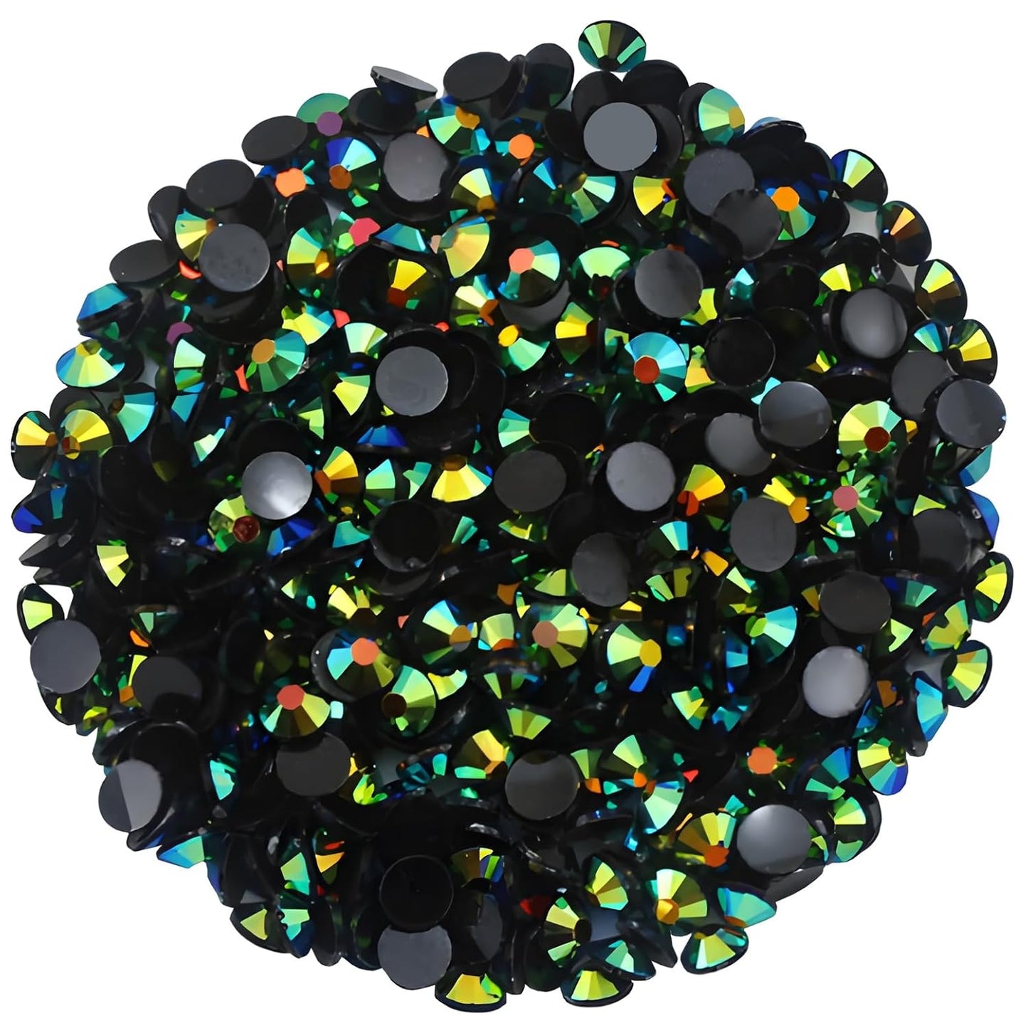 1440 Pcs SS20 5mm Flatback Rhinestones for Nails Art Crafts Glitter Round Shine Gems AB Crystals DIY Clothes Shoes （Black-Bottom Dark Green AB）