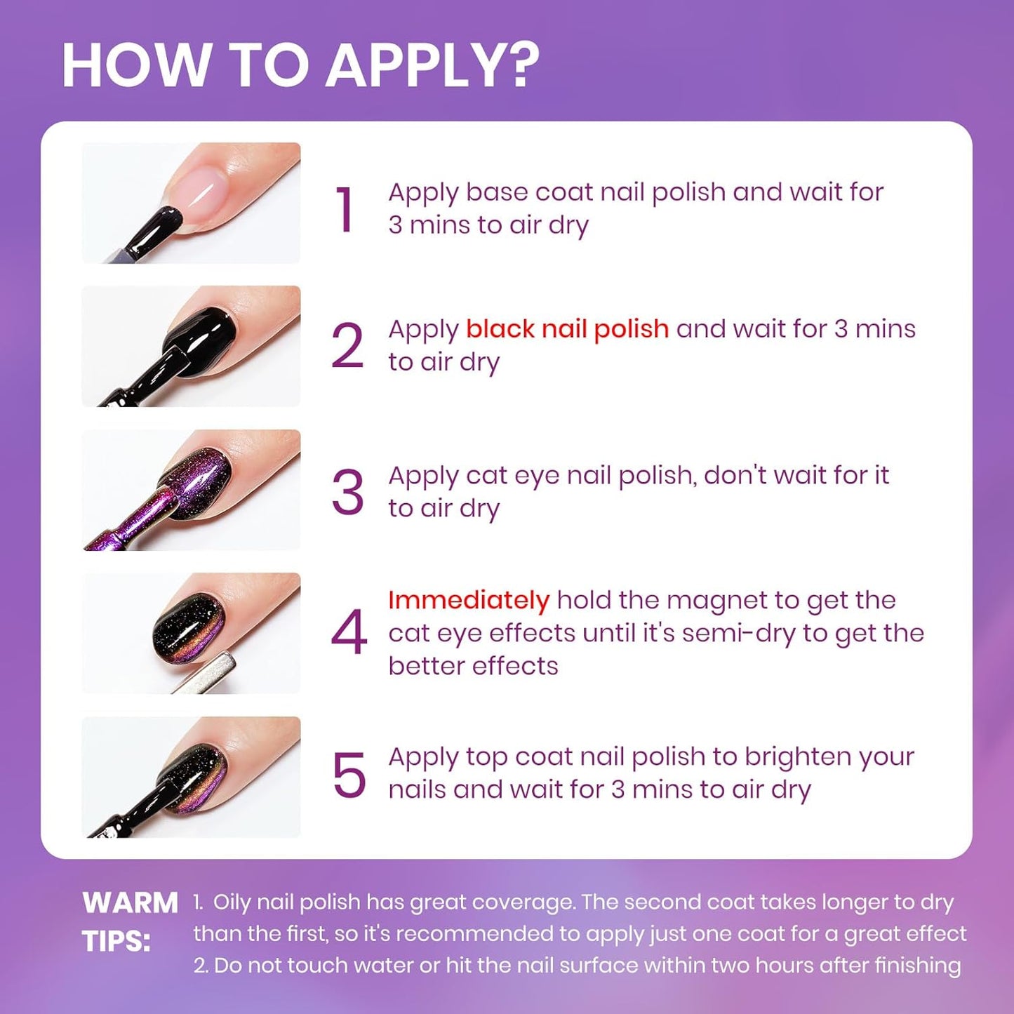 Magnetic Nail Polish Non Gel, Cat Eye Nail Polish Quick Dry Fingernail Lacquer DIY Manicure Gift For Women Girls 16ml with Magnet Stick