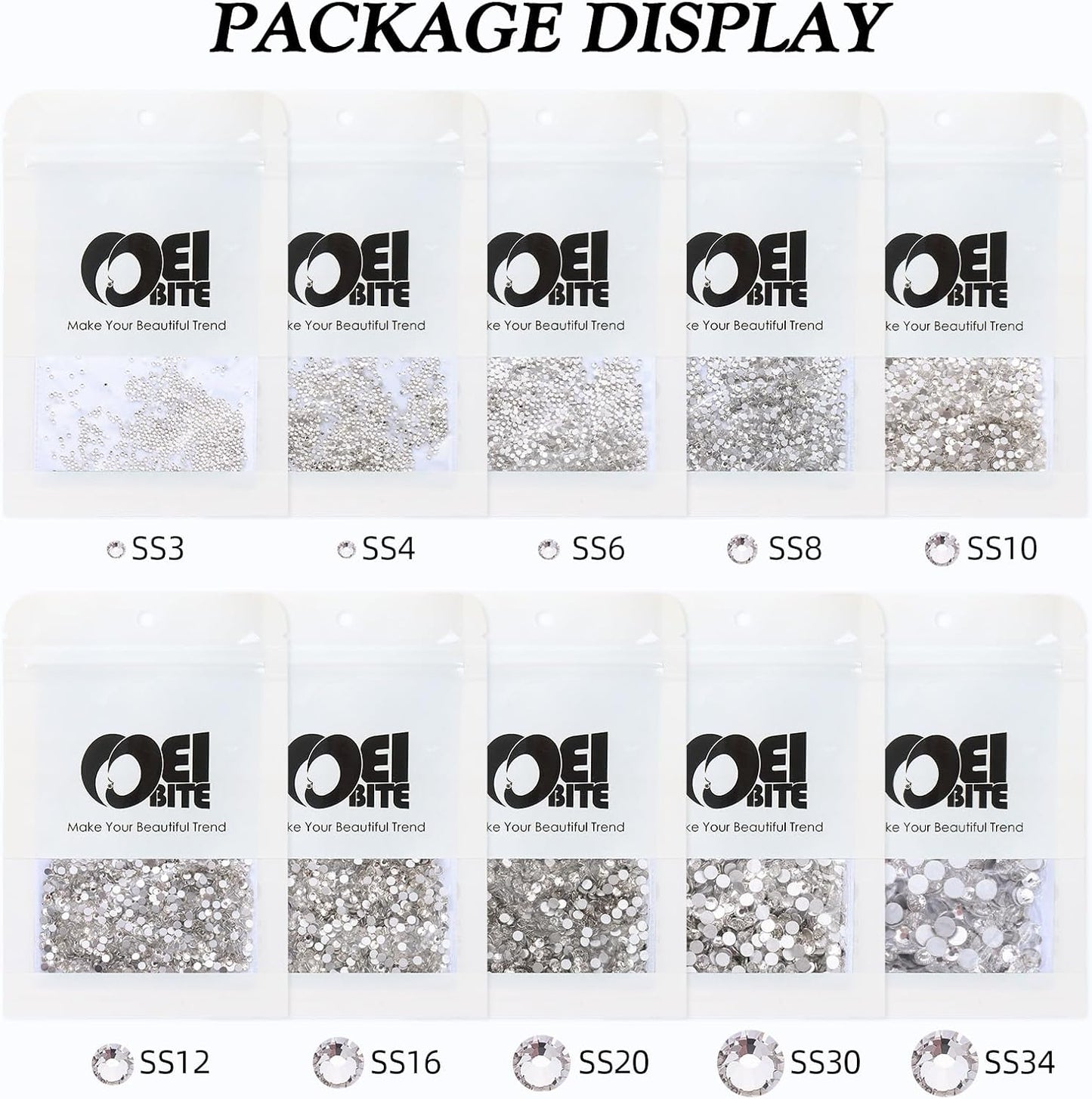 Crystal Clear Flatback Rhinestones, Glass Rhinestones for Nail Art and Craft, Glue Fix, Loose Crystal Gemstones(Crystal, SS10, 1440pcs, 2.7-2.8mm)