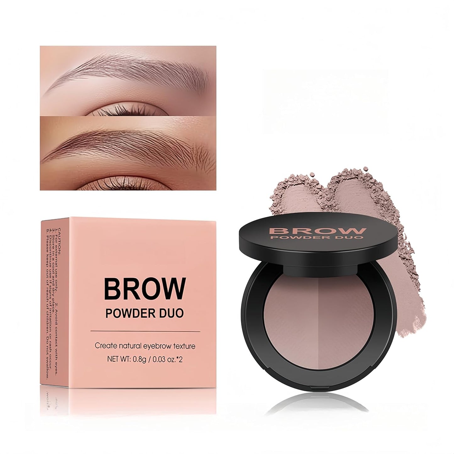 MAEPEOR Brow Powder Duo 6 Colors Natural Smooth Eyebrow Powder Professional Brow Contour Palette for Filler Defined & Sculpt (04 Ash Brown)