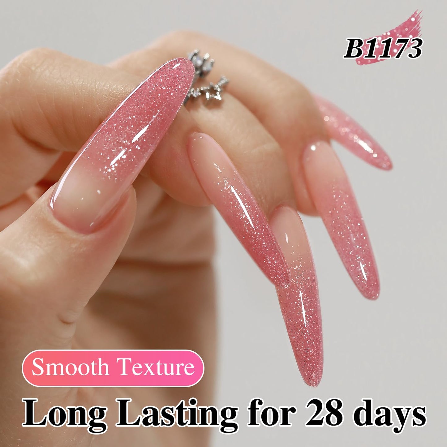 Double Rhythm 0.5Oz Glitter Gel Polish Shimmer Reflective Color for Nail Art Salon DIY Soak Off 15ml Nail Lamp Gel Polish at Home (Light Pink-B1173)