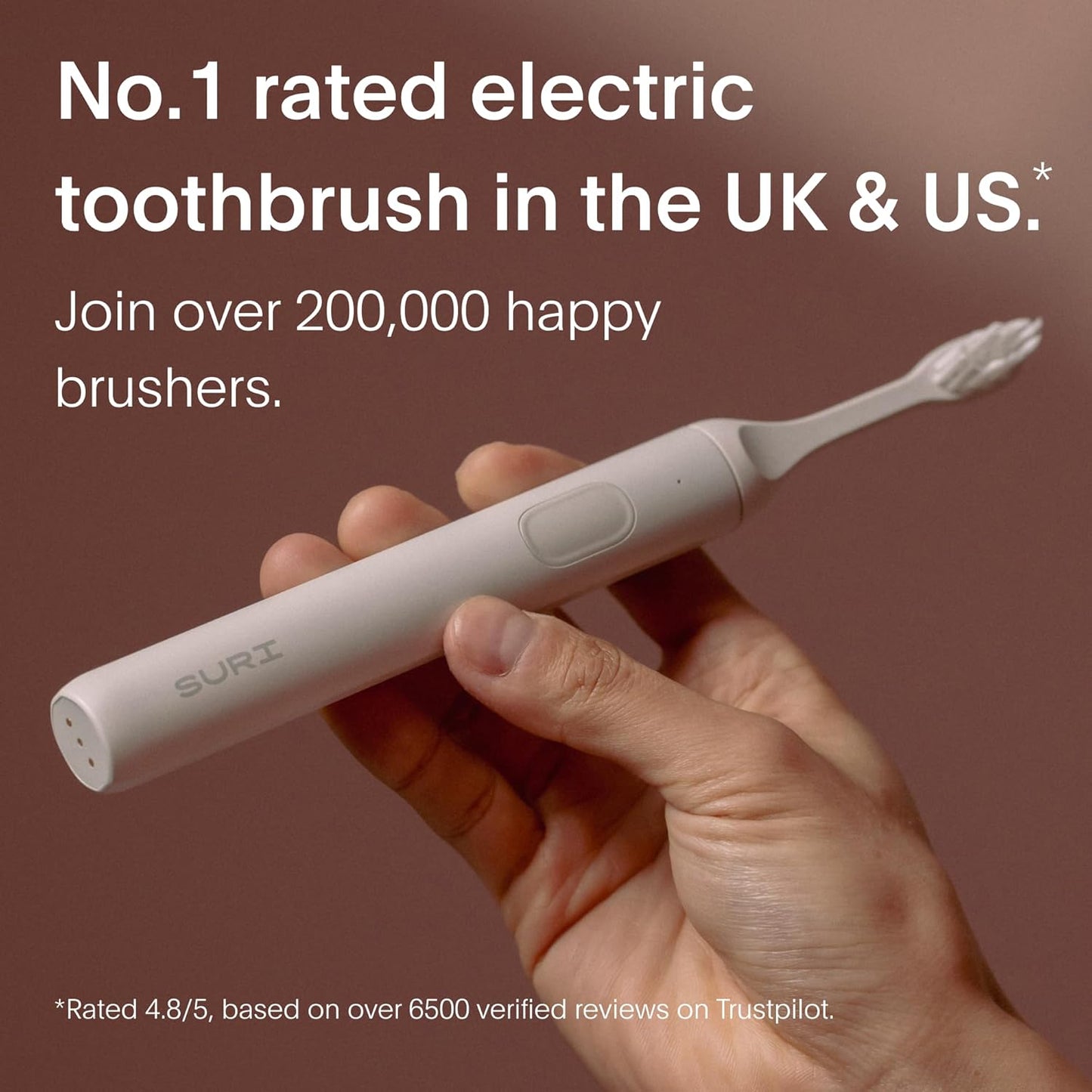 SURI 1.0 Sonic Electric Toothbrush | 40+Day Battery | Designed in California | Sustainable Electric Toothbrush for Adults | Travel Toothbrushes | Tooth Brush | White