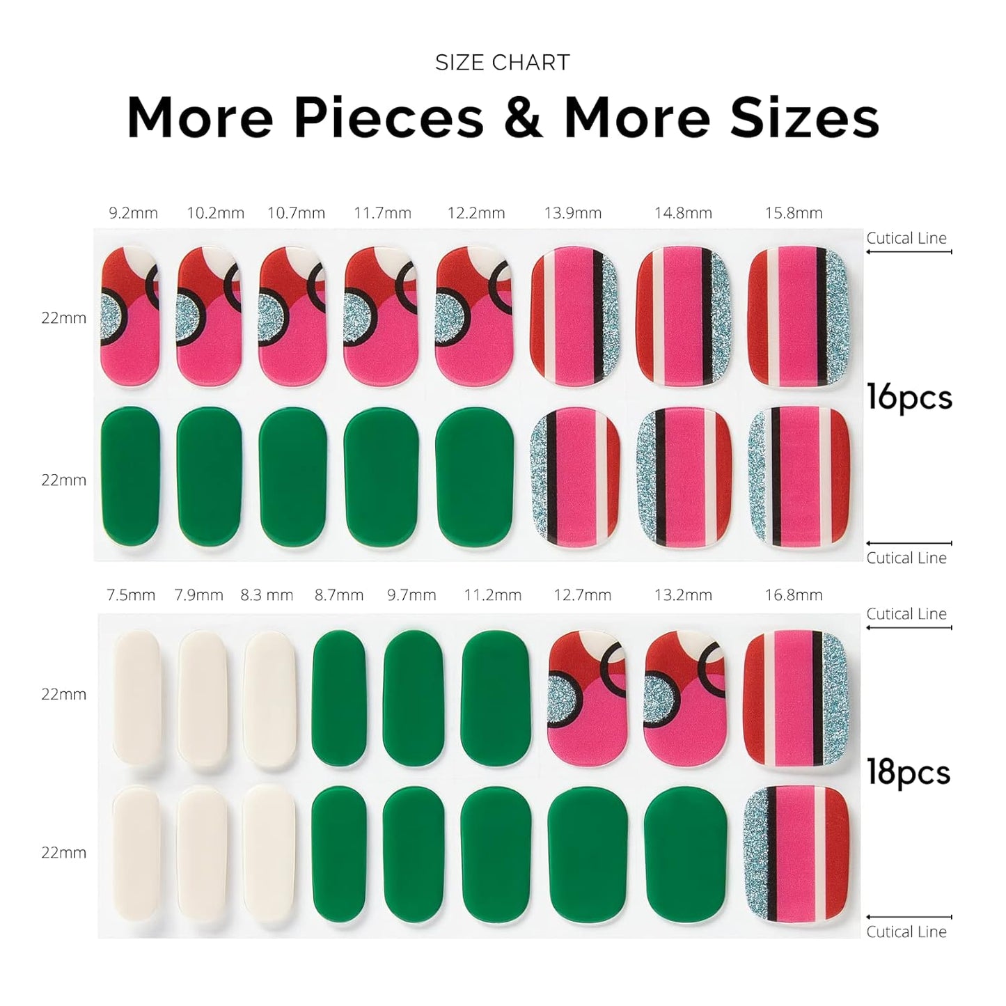 Nailog Semi Cured Gel Nail Strips 34 pcs| Long Lasting Nail Polish Sticker Wraps with Glossy Gel Finish, Rhapsody