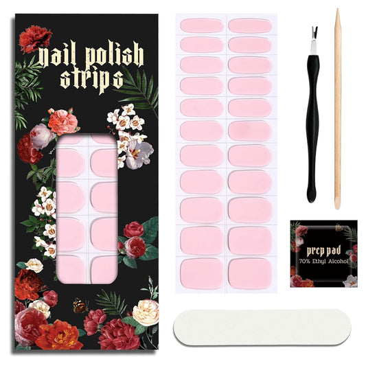 Nail Polish Strips - 22 Pcs Salon Quality Gel Nail Stickers - Long Lasting Wraps (Pink Reverie)